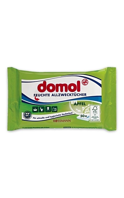 DOMOL-Серветки вологі Domol Господарські З запахом яблука -4305615137957