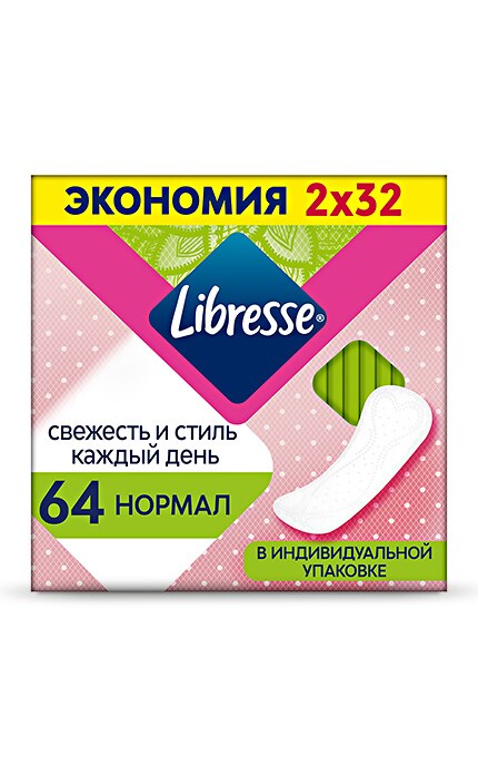 LIBRESSE-Ежедневные прокладки Libresse Dailyfresh Normal ультратонкие, 64 шт.-7322540758214