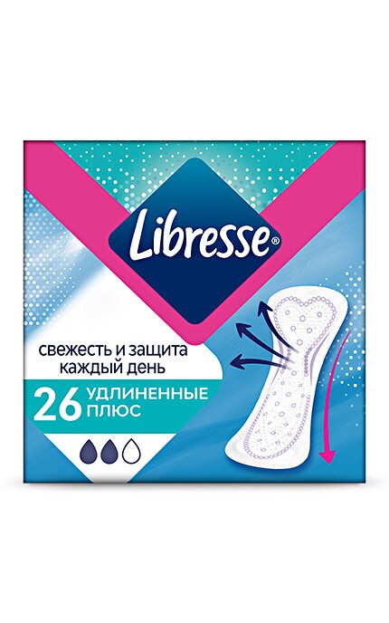 LIBRESSE-Щоденні гігієнічні прокладки Libresse Dailyfresh Long Plus, 26 шт.-7322540891249