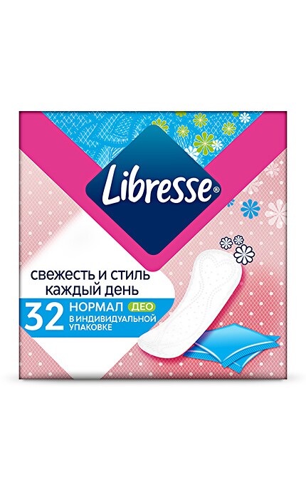 LIBRESSE-Щоденні прокладки Libresse Dailyfresh Normal Deo ультратонкі, 32 шт.-7322540867794