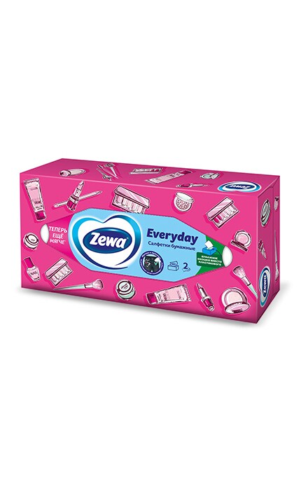 ZEWA-Серветки косметичні Zewa Everyday, 2 шари, 100 шт.-7322540043464