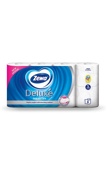 ZEWA-Туалетний папір Zewa Deluxe білий, лімітована колекція, 3 шари, 8 рулонів-7322541171739