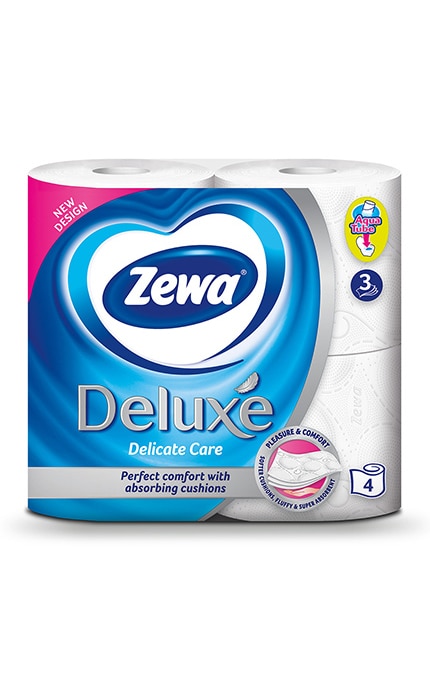 ZEWA-Туалетний папір Zewa Deluxe Delicate Care білий, 3 шари, 4 рулона-7322540313369