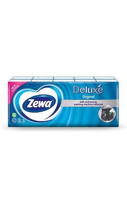 ZEWA-Бумажные носовые платки Zewa Deluxe, 3 слоя, 10 упаковок по 10 шт.-9011111516145