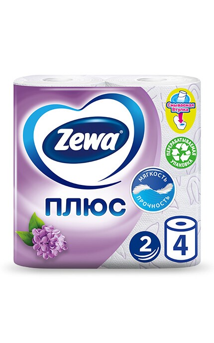 ZEWA-Туалетний папір Zewa Плюс з ароматом бузку, 2 шари, 4 рулона-7322540667271