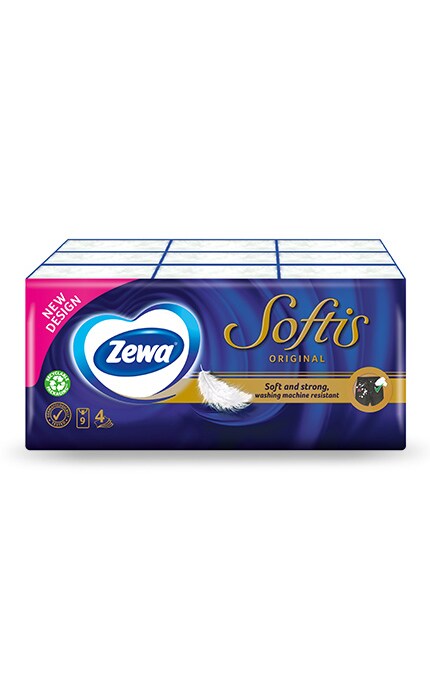 ZEWA-Бумажные носовые платки Zewa Softis, 4 слоя, 9 упаковок-4006670360037