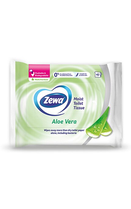 ZEWA-Влажная туалетная бумага Zewa с ароматом алоэ вера, 42 шт.-7322540898934