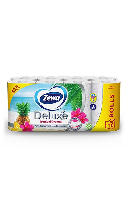 ZEWA-Туалетний папір Zewa Deluxe білий, лімітована колекція, 3 шари, 16 рулонів-7322540802191