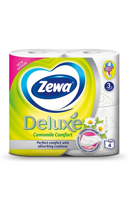 ZEWA-Туалетная бумага Zewa Deluxe Camomile Comfort с ароматом ромашки, 3 слоя, 4 рулона-7322540060133