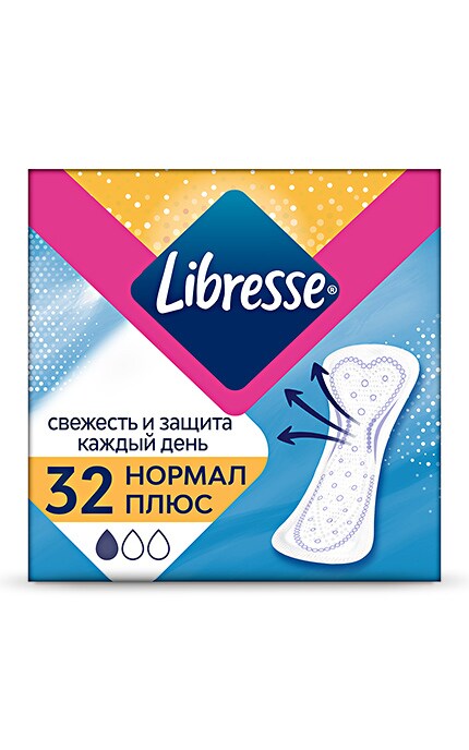LIBRESSE-Ежедневные прокладки Libresse Dailyfresh Normal Plus, 32 шт.-7322540757163