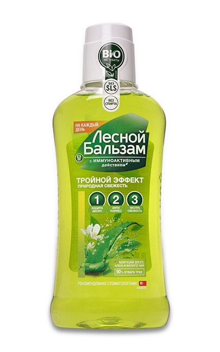 Ополаскиватель для десен Лесной Бальзам Тройной эффект Природная свежесть