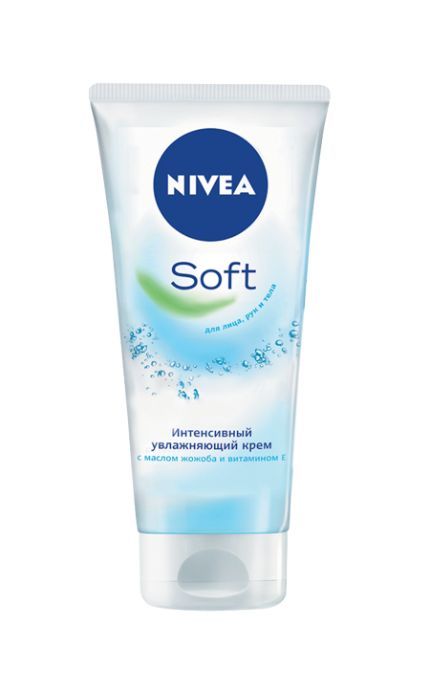 NIVEA-Крем Nivea 75 мл Soft интенсивно увлажняющий для лица, рук и тела с маслом жожоба и витамином Е-4005808890576