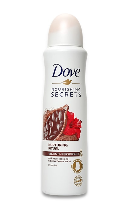 Дезодорант-спрей для тела Dove Ритуал красоты Питание Какао и цветок гибискуса 150 мл