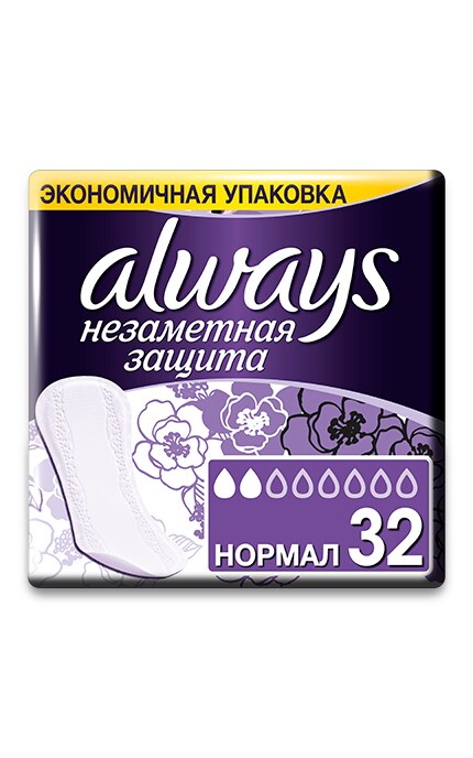ALWAYS-Щоденні прокладки Always Непомітний Захист Нормал 32 шт.-8001841009384