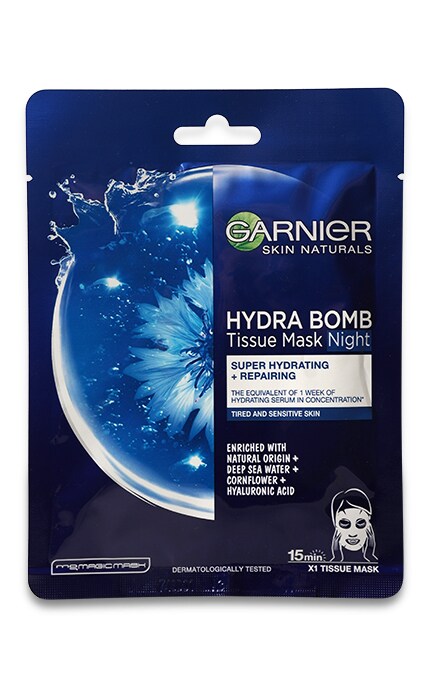 SKIN NATURAL-Суперувлажняющая ночная тканевая маска Garnier Skin Naturals Аква Бомба -3600542385657