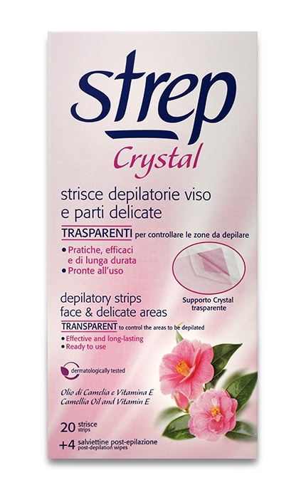 STREP-Восковые полоски для депиляции лица и линии бикини Strep Crystal Масло камелии и витамин Е-8002340009332