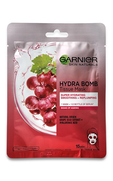 GARNIER SKIN NATURAL-Тканевая маска для лица Garnier Skin Naturals Увлажняющая с виноградом-3600542385619