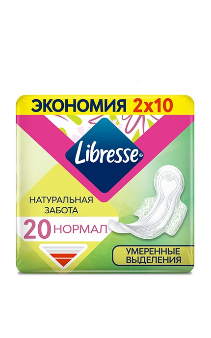 LIBRESSE-Гигиенические прокладки Libresse Натуральная забота Нормал, 20 шт.-7322540523720