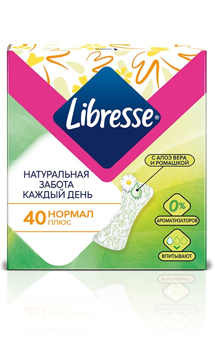 LIBRESSE-Щоденні прокладки Libresse Натуральна турбота, 40 шт.-7322540625875