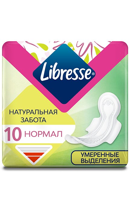 LIBRESSE-Гигиенические прокладки Libresse Натуральная забота Нормал, 10 шт.-7322540789287