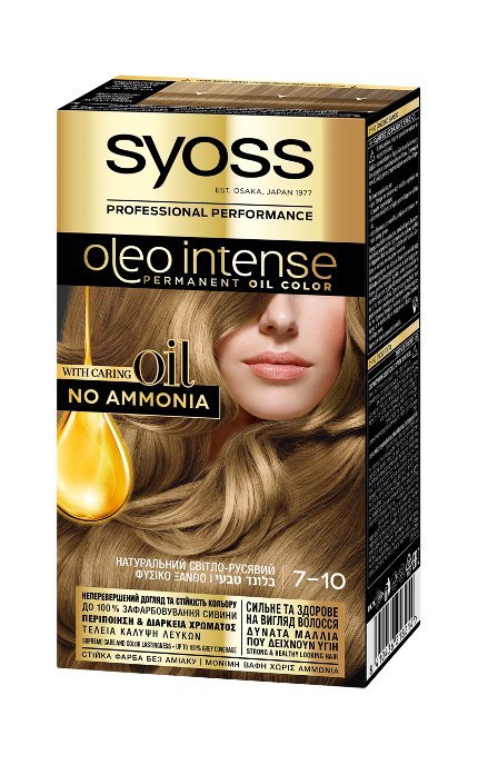 OLEO INTENSE-Фарба для волосся стійка без аміаку Syoss Oleo Intense тон 7-10 натуральний світло-русявий 115 мл-9000100814461