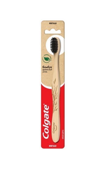 COLGATE- Черная зубная щетка Colgate Бамбук Древесный Уголь, мягкая-8718951303447