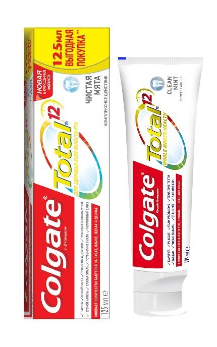 COLGATE-Комплексная антибактериальная зубная паста Colgate Total 12 Чистая Мята -6920354817076