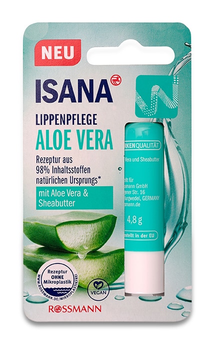 Гигиеническая помада Isana Rossmann Aloe vera Увлажняющая С экстрактом алоэ вера 4,8 г