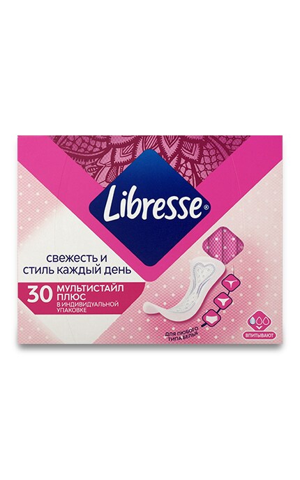 LIBRESSE-Щоденні прокладки Libresse Dailyfresh Multistyle Plus, 30 шт.-7322540757200