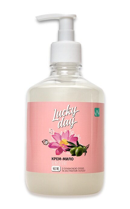 LUCKY DAY-Крем-мило Lucky Day Sensitive Олива та лотос, 460 мл-4823080001004