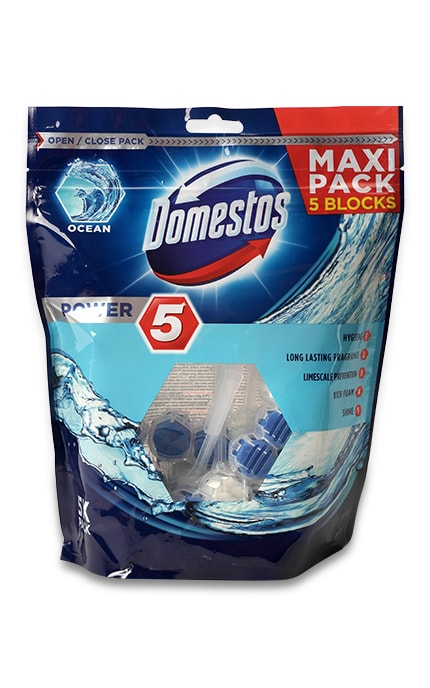 DOMESTOS-Блок для унитазов Domestos Power 5 Свежесть океана-8710447222607