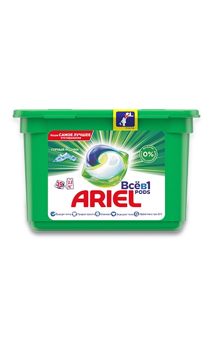 ARIEL PODS-Капсули для прання Ariel Pods Все-в-1 Гірське джерело, 15 шт-4015600949785