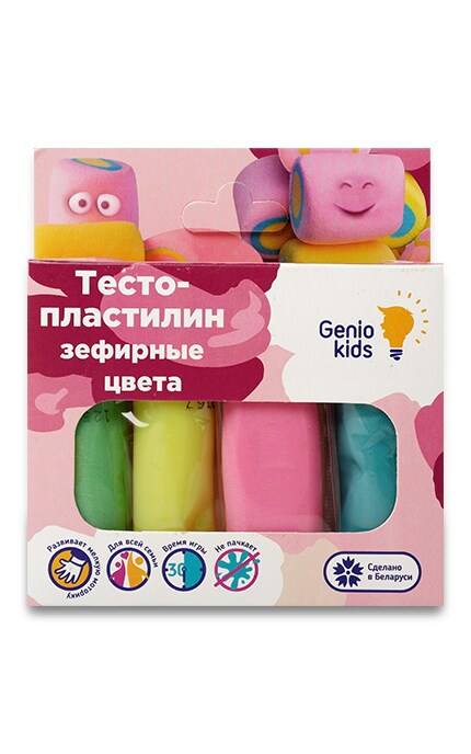 GENIO KIDS-ART-Тісто-пластилін дитячий Genio Kids 4 кольори Зефірні кольори-4814723007392