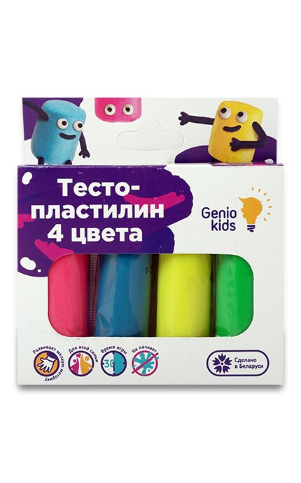 Набор тесто-пластилин детский Genio Kids 4 цвета 1 шт