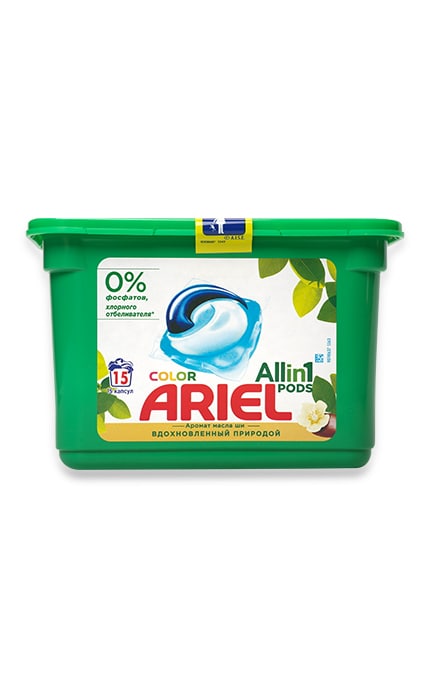 ARIEL-Капсулы для стирки Ariel Pods Все в 1 Масло ши 15 капсул-8001090993229
