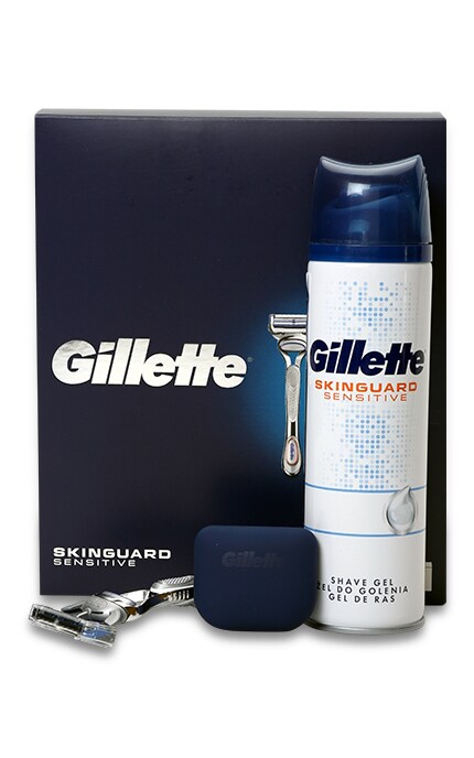 GILLETTE-Подарунковий набір Gilette SkinGuard Бритва з 1 змінною касетою + Гель для гоління + Дорожний чохол-7702018549078