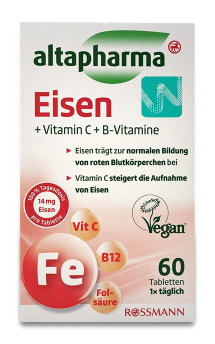 Диетическая добавка Rossmann Altapharma Железо Витамин С+ Витамин В 60 шт
