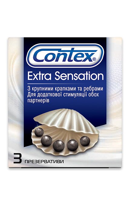 CONTEX-Презервативи латексні з силіконовою змазкою Contex Extra Sensation-5052197051476