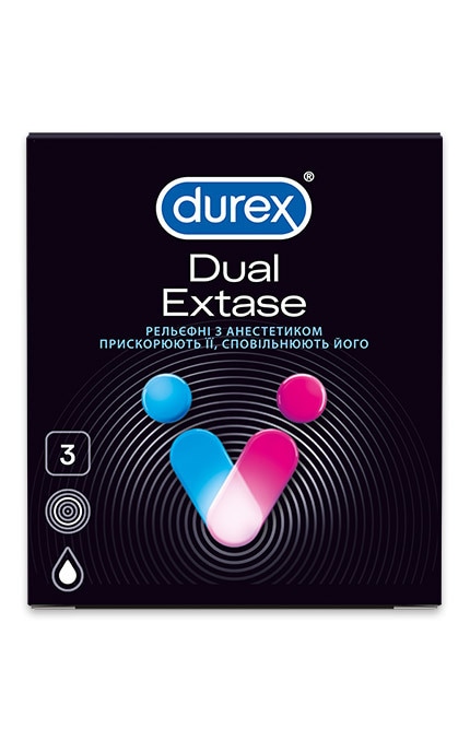 DUREX-Презервативи латексні з силіконовою змазкою Durex Dual Extase-5052197053401