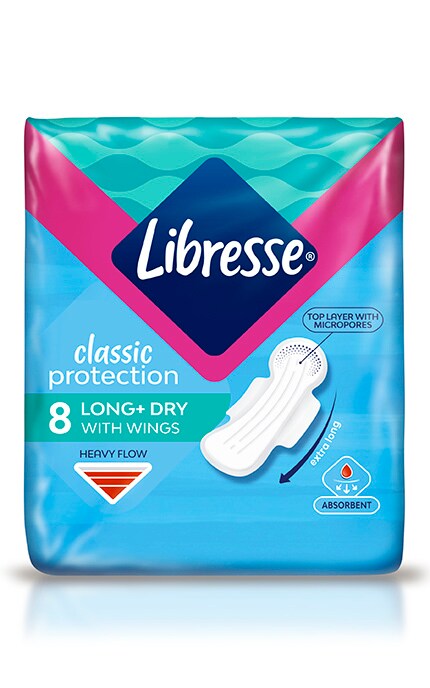 LIBRESSE-Libresse гигиенические прокладки Classic protection long dry поверхность сеточка 8 шт-7322541233291