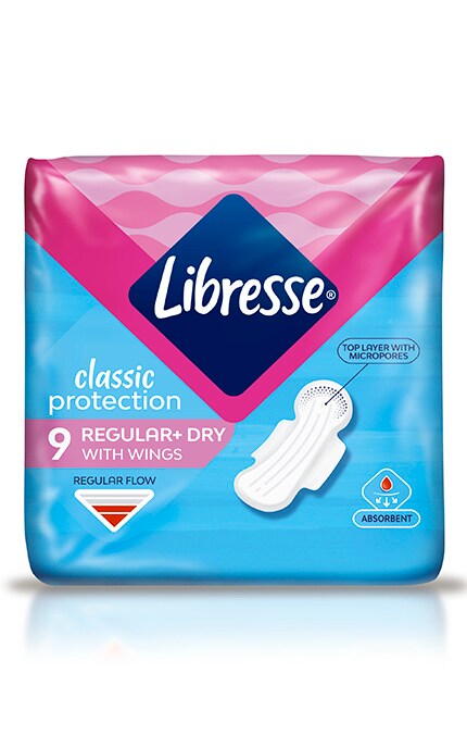 LIBRESSE-Libresse гігієнічні прокладки Classic protection regular dry поверхня сіточка 9 шт-7322541233222