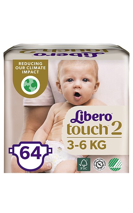 LIBERO TOUCH-Підгузки Libero Touch, 3-6 кг, розмір 2, 64 шт. -7322541070742