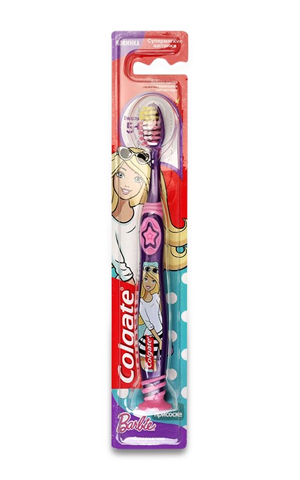 COLGATE-Детская зубная щетка Colgate Barbie/ Batman супермягкая 5+-4606144006487