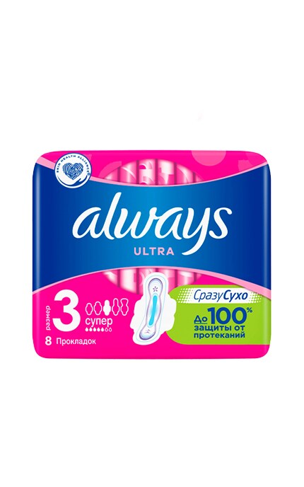 ALWAYS-Гигиенические прокладки Always Ultra Super Plus (Размер 3) 8 шт-4015400041788