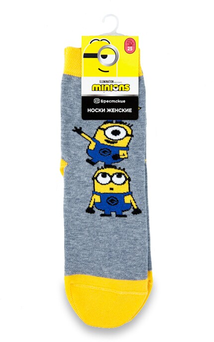 БЧК-Шкарпетки жіночі Minions сірі середньої довжини, р.25-4810089479163