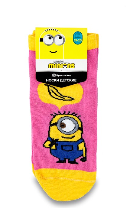 БЧК-Шкарпетки дитячі Minion рожеві укорочені, р.19-20-4810089480909