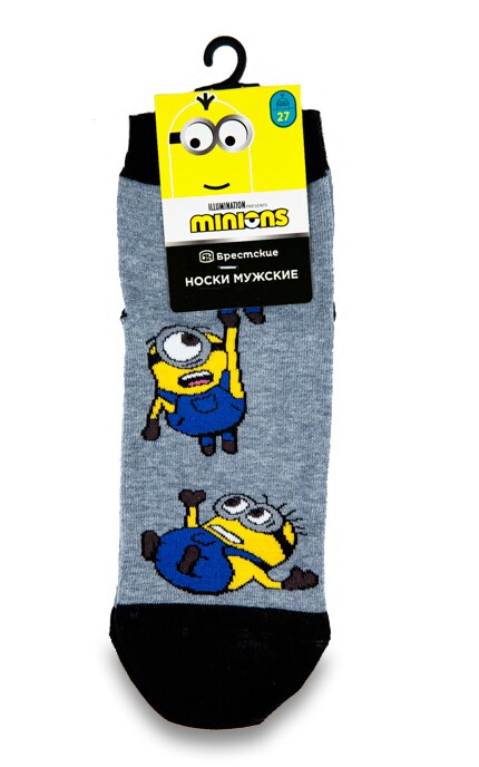 БЧК-Носки мужские Minions серые укороченные, р.27-4810089479026