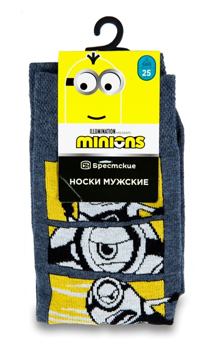 БЧК-Носки мужские Minions серые, средняя длина, р.25-4810089478920