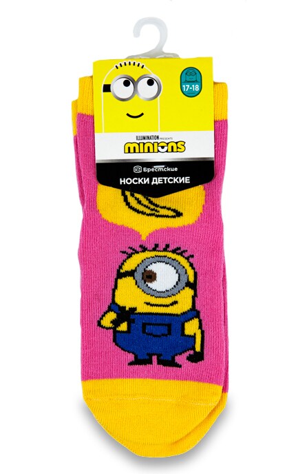 БЧК-Носки детские Minion розовые, укороченные, р.17-18-4810089480893
