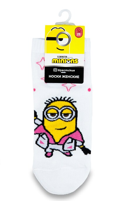 БЧК-Шкарпетки жіночі Minions білі, укорочені, р.25-4810089479262